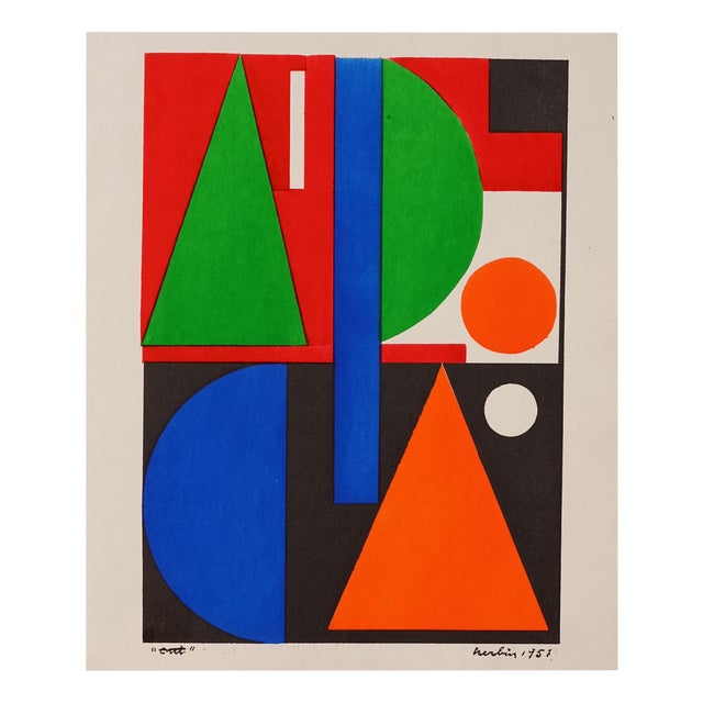 August Herbin, Abstract Composition, Lithograph, 1951 For Sale