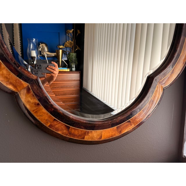 Maitland - Smith 1980s Tessellated Horn Scalloped Mirror For Sale - Image 4 of 12