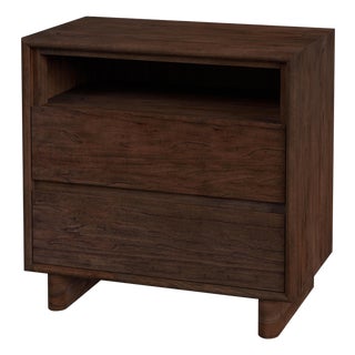 Halmstad 24 in. W Wood Panel 2 Drawer Nightstand with Soft-Closing Drawers, Brown For Sale