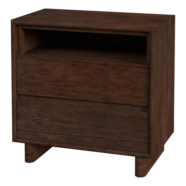 Halmstad 24 in. W Wood Panel 2 Drawer Nightstand with Soft-Closing Drawers, Brown For Sale