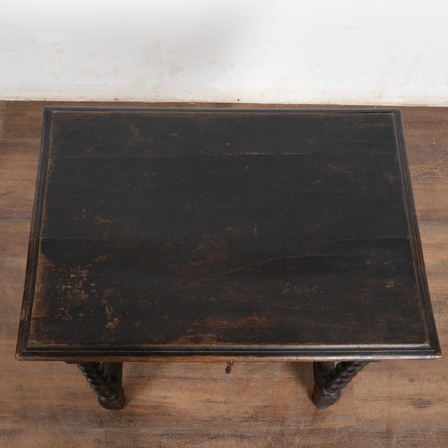 Traditional 19th Century Black Painted Danish Oak Side Table With Single Drawer For Sale - Image 3 of 10