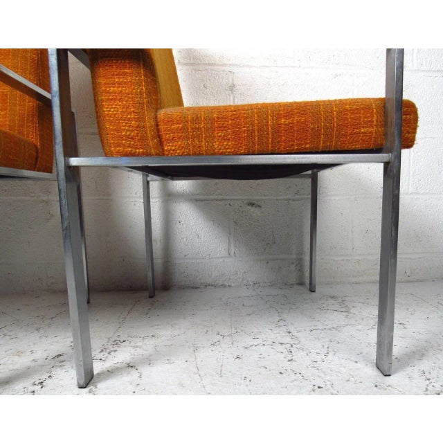 Textile Mid-Century Knoll Style Armchairs - Set of 6 For Sale - Image 7 of 9