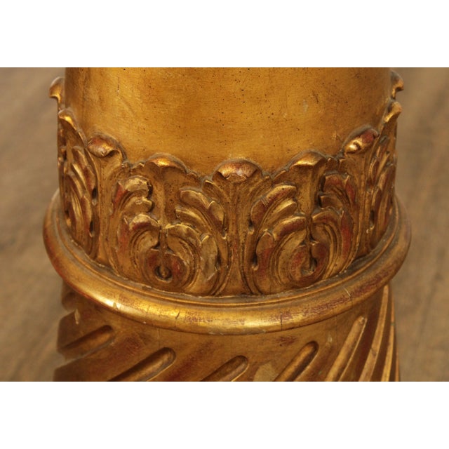 Antique 19th Century Italian Neoclassical Carved Giltwood Marble Top Pedestal For Sale - Image 11 of 13