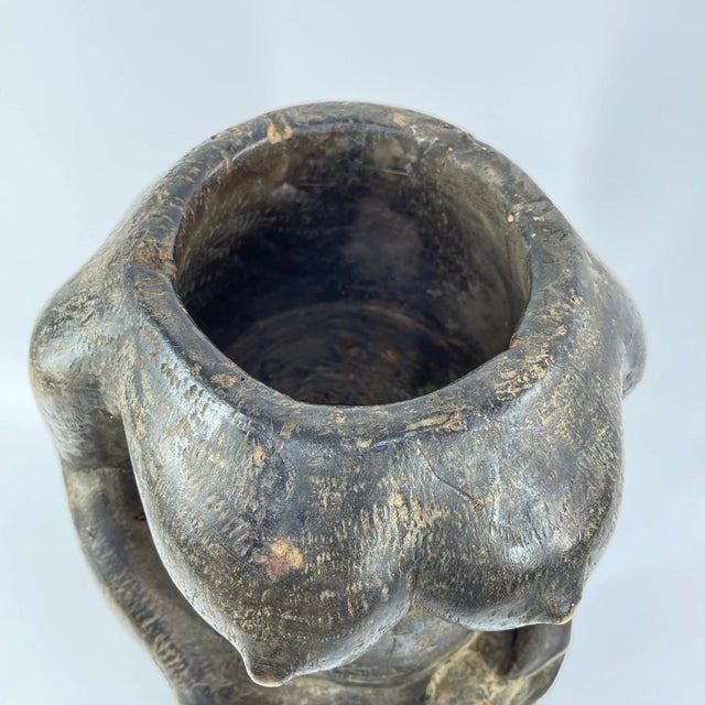 Black Early 20th Century Baule Monkey Vessel with Lid Côte d'Ivoire For Sale - Image 8 of 14