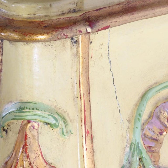 1930s Venetian Floral Polychromed Marble Top Dresser With Trumeau Mirror C1930 For Sale - Image 5 of 14