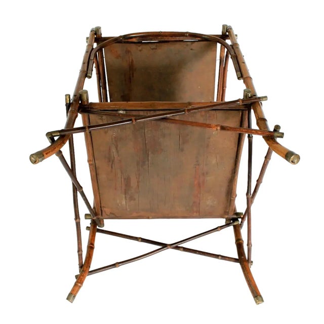 Brown Bamboo & Brass Tiered Occasional Table For Sale - Image 8 of 12