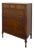 Vintage Traditional Burl Wood Tallboy Dresser With Floral Inlay and Pattern-Lined Drawers. For Sale