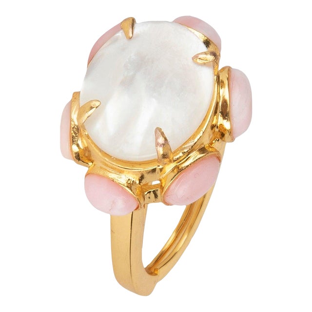 Harriet Ring - Pink Opal & Mother of Pearl Size 6 For Sale