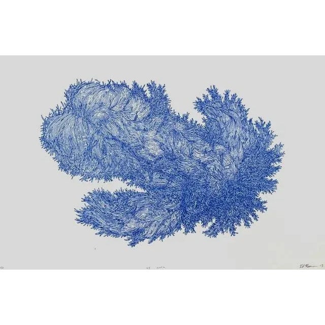 By artist Todd Freeman, a Risograph fine art print titled "ICE WOOL" center. 100# cover French Paper Co. Construction...