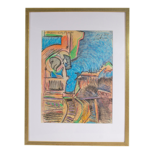 1984 “Miami City Plan” Abstract Mixed Media Drawing Harry Hilson