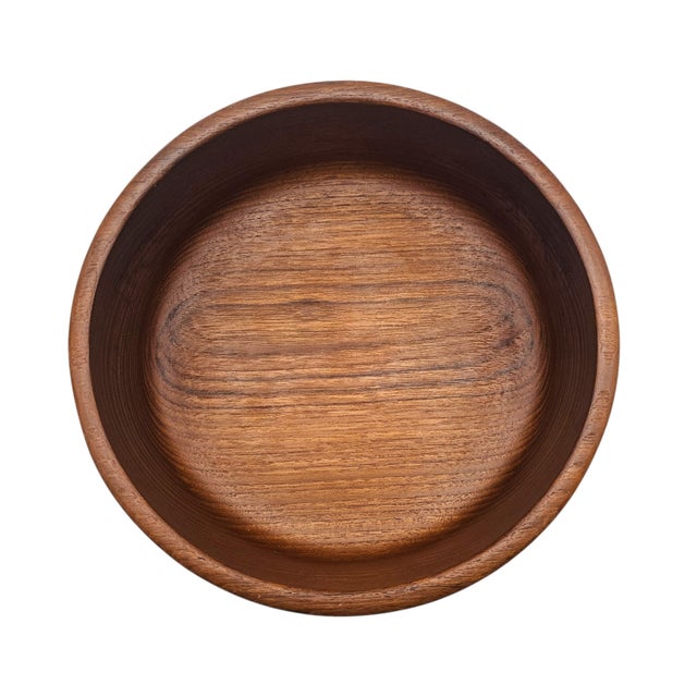 Mid-Century Solid Teak Turned Serving Bowl, Scandinavian Modern 10" For Sale In San Francisco - Image 6 of 9