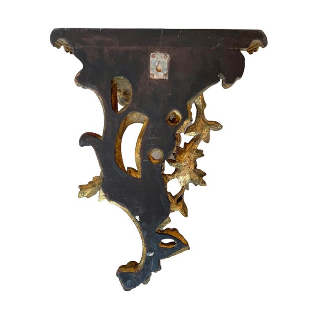 Mid 20th Century Mid 20th Century Large Vintage Carved Giltwood Italian Wall Brackets - a Pair For Sale - Image 5 of 11