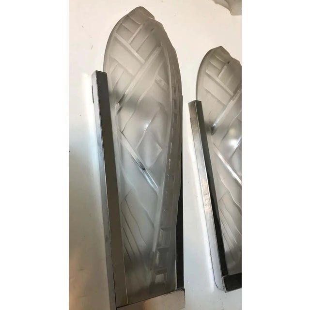 Art Deco 1930s French Art Deco Geometric Sconces Signed by Sabino - a Pair For Sale - Image 3 of 11