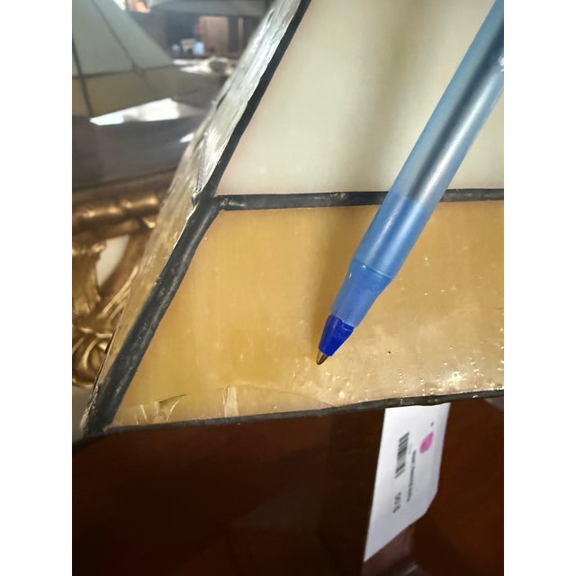 Stickley Slag Glass Mission Oak Lamp For Sale - Image 10 of 12