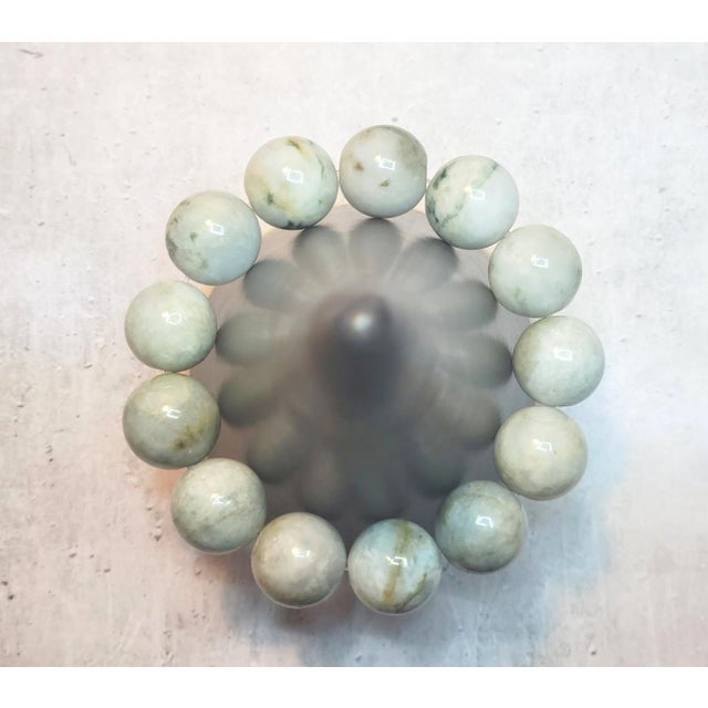 Celadon Burmese Pale Celadon Jade Beaded Stretch Bracelet, 9 Inch For Sale - Image 8 of 8