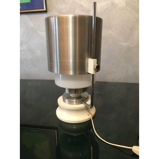 1960s Italian Opaline Glass and Aluminum Table Lamp, 1960s For Sale - Image 5 of 11