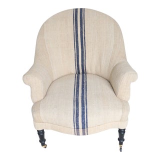 Napoleon III Armchair Upholstered in Vintage Fabric For Sale