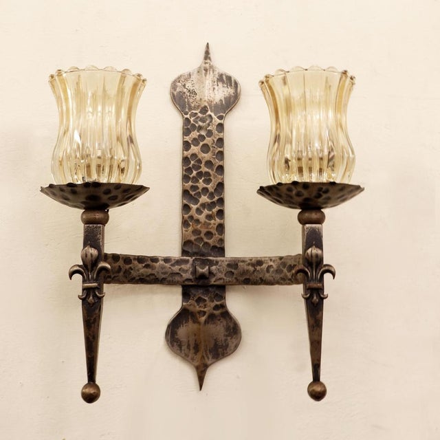 Wrought Iron 2-Branch Wall Sconces, Set of 2 For Sale - Image 5 of 9