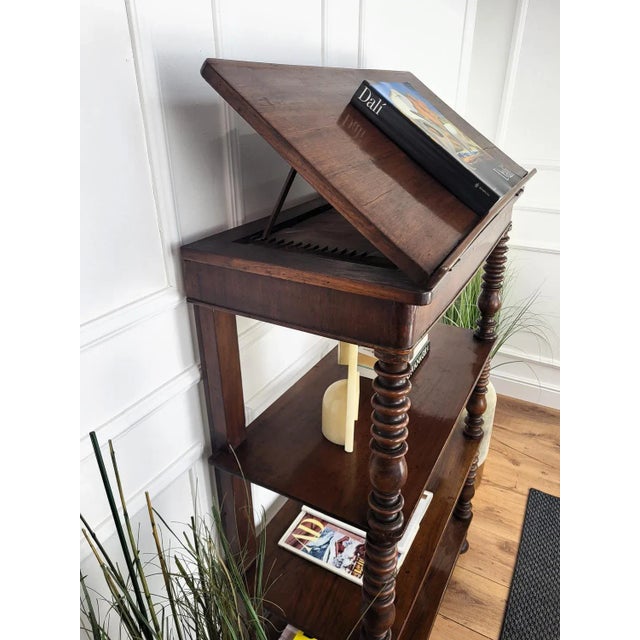 Italian Carved Walnut Wood Three Shelves, 1950s For Sale - Image 4 of 10