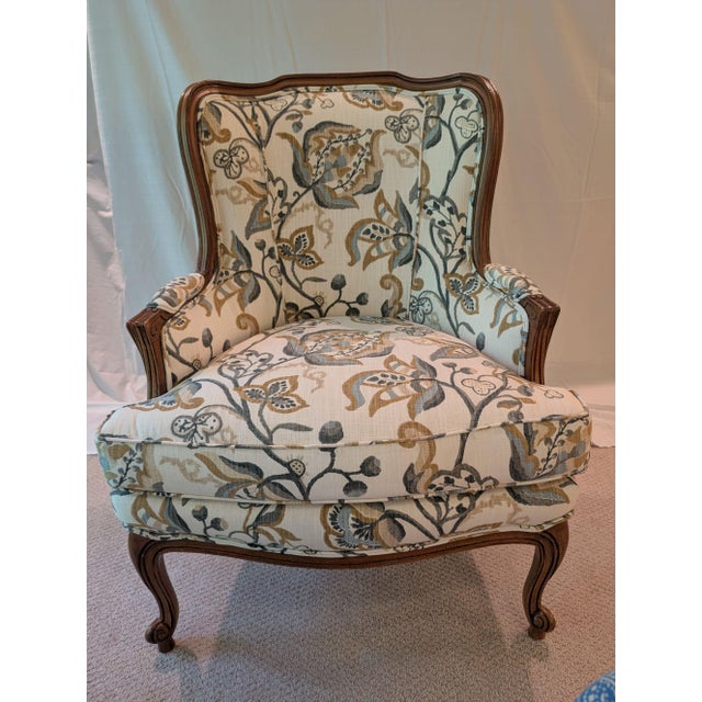 Being sold separately are two Ethan Allen "Camille" French-influenced accent chairs . Bergere style with T-shaped...