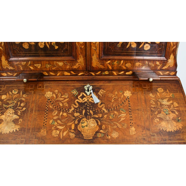 Antique 18th Century Dutch Walnut Marquetry Bureau Cabinet For Sale - Image 10 of 18