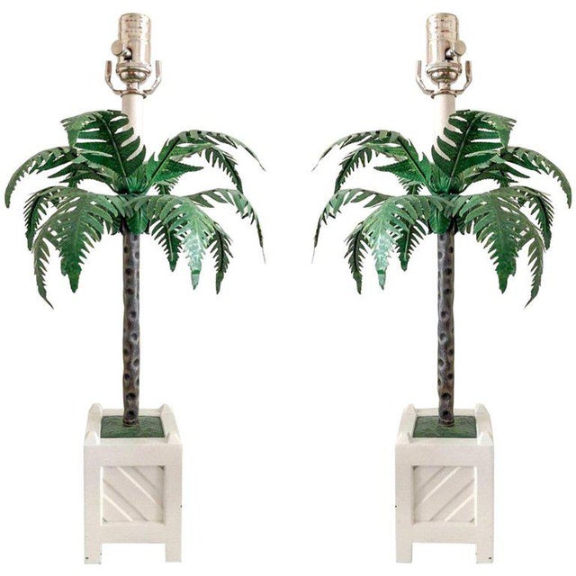 1960s Final Markdown Tole Lamps by Maison Bagues, Pair For Sale - Image 5 of 5