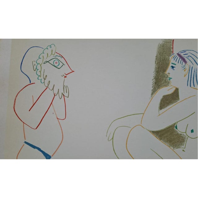 Modern Pablo Picasso, The Nude Woman and the Masked Man, 1954, Lithograph For Sale - Image 3 of 4