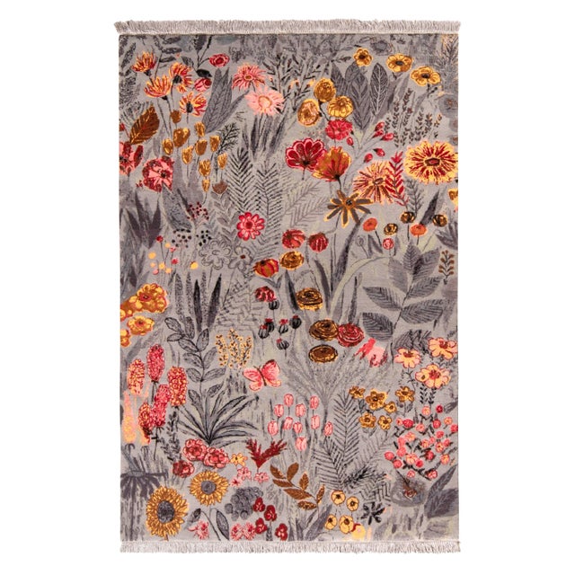 Rug & Kilim’s Seirafian Style Rug in Gray and Red Floral Pattern For Sale In New York - Image 6 of 6