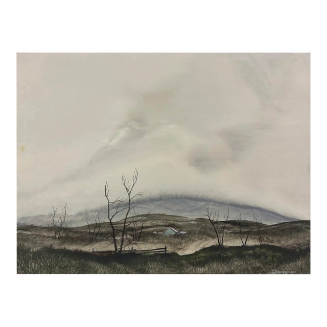 Vintage Realist Winter Landscape, Signed (Drybrush Oil on Mylar)/Andrew Wyeth For Sale