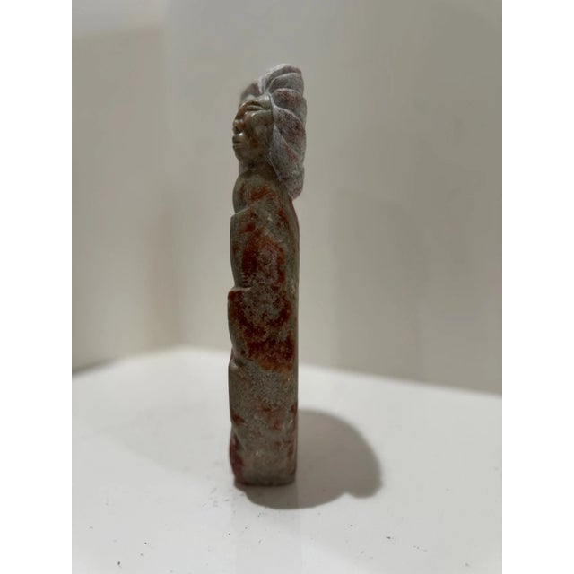 Mexican Late 20th Century Hand-Carved Mexican Onyx Stone Sculpture “Wind Figure” Signed For Sale - Image 3 of 6