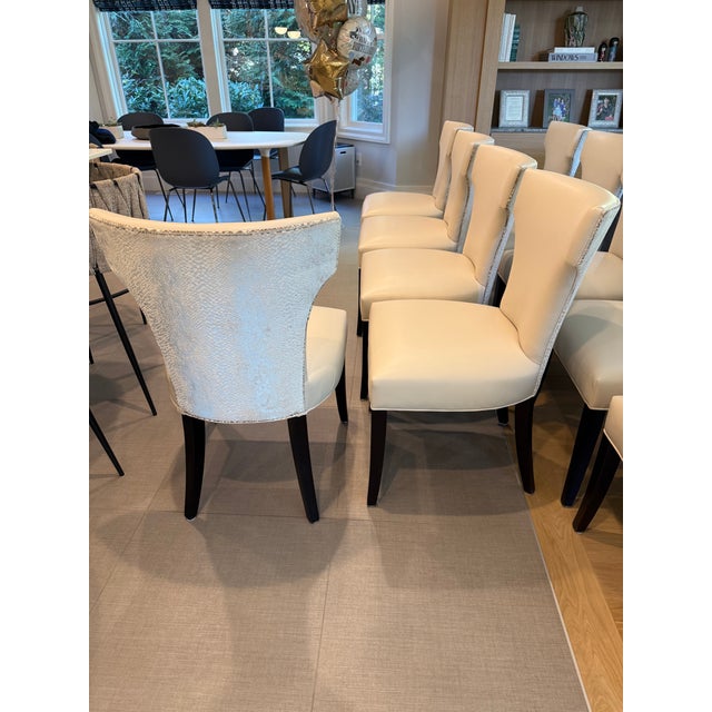 Custom Designed Crate & Barrel Two-Tone Upholstered Dining Chairs – Set of 10 For Sale - Image 17 of 17