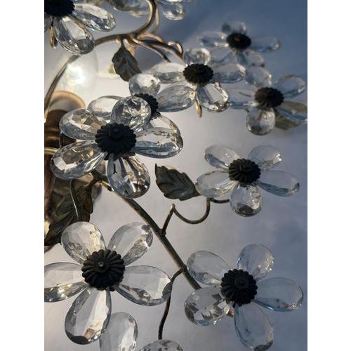 Filigree Flush Mount with Crystal Flowers from Maison Baguès, France, 1920s For Sale - Image 14 of 18