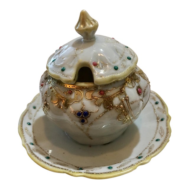 Hand Painted Ornate Nippon Lidded Condiment Dish Chairish