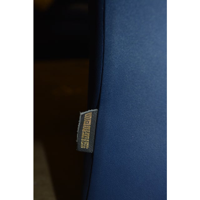 Vintage Pair Gerard Van Den Berg Montis Blue Leather Loge Easy / Lounge Chairs & Footstools For Sale - Image 15 of 18