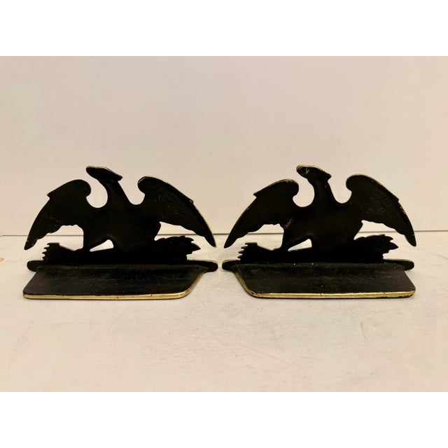 Metal Pair of Virginia Metalcrafters Brass Eagle Bookends For Sale - Image 7 of 11