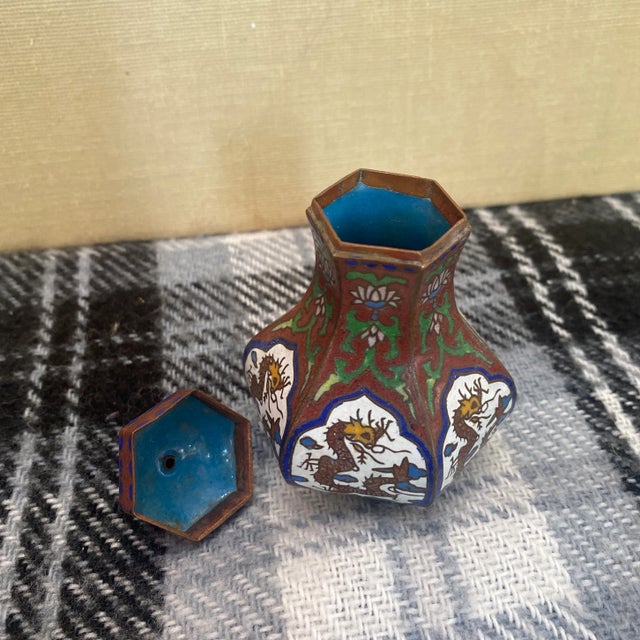 Metal Asian Chinoiserie Box Cloisonné For Sale In Atlanta - Image 6 of 7