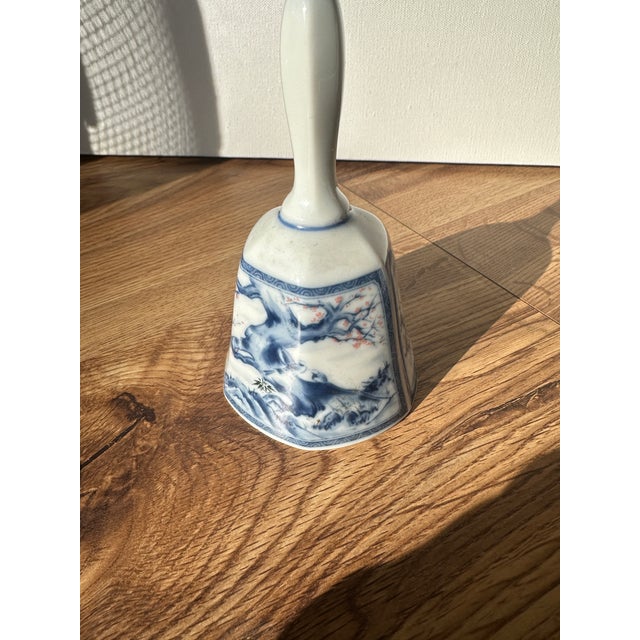 Ceramic Small Vintage Blue and White Asian Ceramic Bell For Sale - Image 7 of 8
