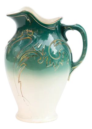 Emerald Green & White Jug with Rocaille Ornament