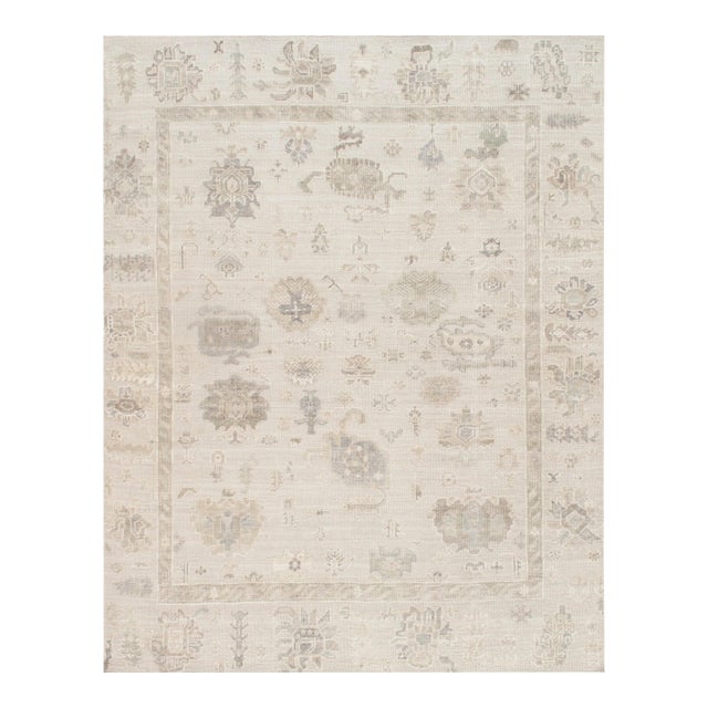 Oushak Wool Beige Area Rug, 12' 1'' X 14'11'' For Sale
