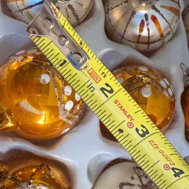 Gold Vintage European Mercury Glass Christmas Ornaments- Set of 10 For Sale - Image 8 of 9