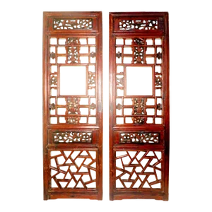 Early 19th Century Authentic Antique Chinese Screen PanelsCunninghamia Wood - A Pair