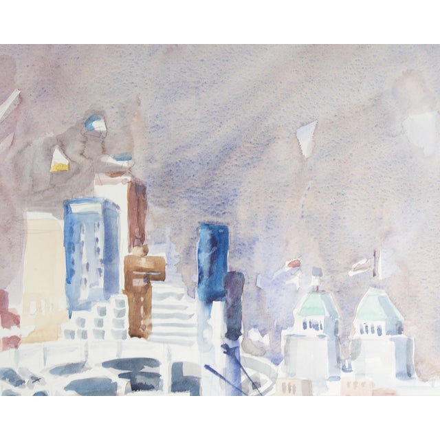 Late 20th Century Signed Watercolor Painting of a City by Sanford Brooks For Sale - Image 5 of 8