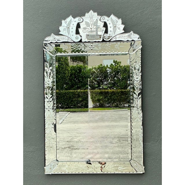 Vintage Etched Venetian Mirror For Sale - Image 9 of 12
