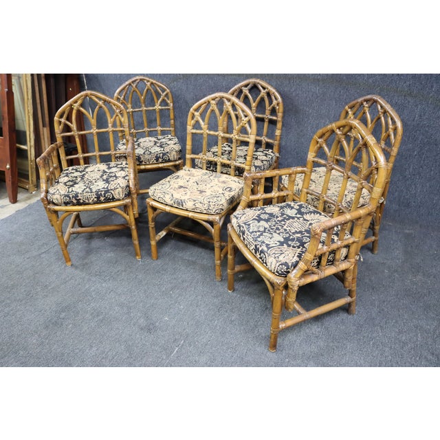 Mid-Century Modern Mid 20th Century McGuire Bamboo Style Dining Chairs- Set of 6 For Sale - Image 3 of 10