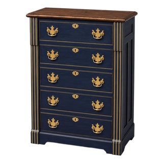 Late 19th Century Solid Oak Chest of Drawers | Midnight Blue™ & Old Chapel Satin Walnut™ For Sale