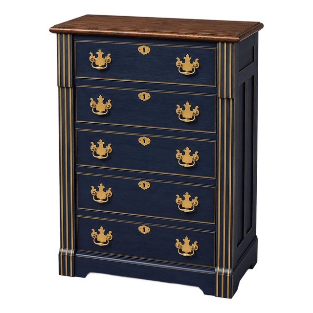 Late 19th Century Solid Oak Chest of Drawers | Midnight Blue™ & Old Chapel Satin Walnut™ For Sale