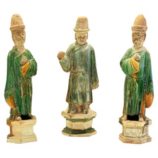 Antique Chinese Ming Period Terracotta Sculptures, Set of 3 For Sale