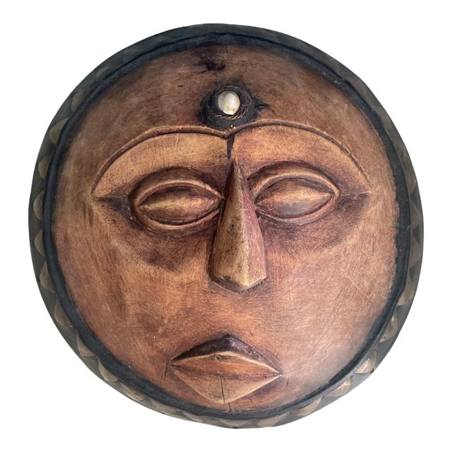 West African Ashanti People of Ghana Baluba Moon Mask Wooden Wall Art Unique For Sale