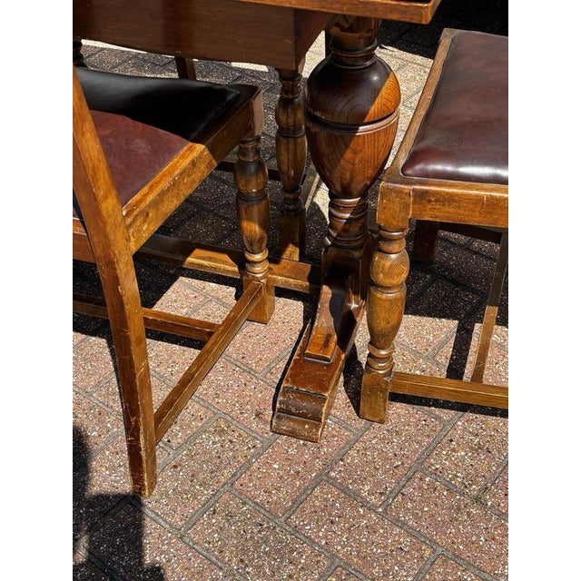 Brown Extendable Draw Leaf Table and Chairs, Set of 5 For Sale - Image 8 of 14