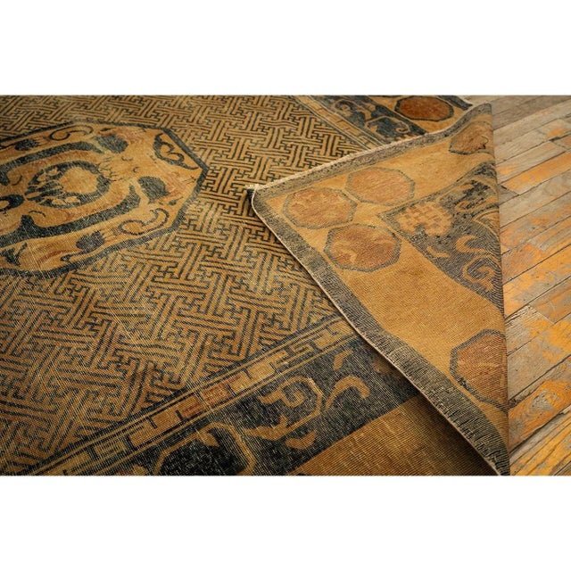 Camel 1900s Solid Brown Field Dragon Medallion Antique Chinese Handknotted Wool Rug For Sale - Image 8 of 8